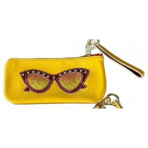 NEW KURTMEN women's hollywood shades wristlet in yellow with red